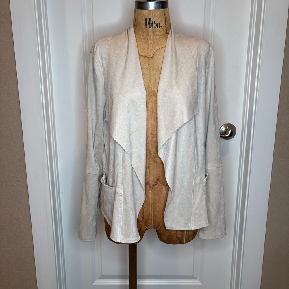 Max Studio Faux Suede Short Drape Jacket